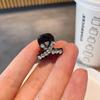 Exquisita horquilla negra pequeña con pinza pequeña, elegante y a la moda, con parte delantera rota y flequillo con diamantes de imitación que combinan con todo, accesorio para el cabello para mujer.