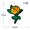 Patches de Bordado Computadorizado Exquisitos de Flor de Rosa Amarela para Fornecimento Transfronteiriço, Especificamente para Acessórios de Vestuário e Atacado de Patchwork