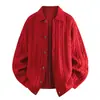 Cardigan suéter masculino de outono e inverno para comércio exterior transfronteiriço, estilo old money trançado masculino, com gola, quente, caimento solto, casaco