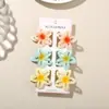 Pinza de garra de flor de plumeria hueca de 4 cm transfronteriza, pinza de tiburón de flor degradada, set de 6 piezas para peinado semi-recogido de vacaciones de verano en la playa