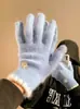 Guantes de Dedos Divididos Invierno para Mujer Nuevos Engrosados Cálidos Color Puro Lindos Estudiante Ciclismo Resistentes al Frío Tacto Lana Pantalla Táctil Guantes para Mujer