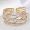 Pulsera de Moda Europea y Americana Transfronteriza Pulsera Abierta de Zircón de 5 Filas con Pedrería Cruzada Nueva Nueva Joyería de Diseño