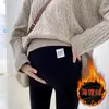 Leggings de maternidade para primavera e outono, calças compridas forradas com fleece para outono e inverno, calças de maternidade quentes e de suporte para usar no outono e inverno