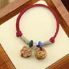 Pulsera de Hilo Rojo Estilo Vintage Pulsera de Cuentas de Madera de Durazno para Hombres y Mujeres en su Año Zodiacal, Pulsera de Semilla de Durazno para Bebés y Niños para Protección y Anti-Susto