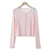 Top de Lyocell Tencel, nuevo cárdigan de otoño con diseño de botón, camiseta de manga larga tipo chal, camiseta básica fina para mujer