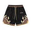"Shorts de Tela da Série American Flame para Homens, Yahan Artesanato Pesado Secagem Rápida Esportes Basquete Shorts, Yang Zheng"