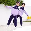 Conjunto de Jardim para Jardim de Infância Roupa de Duas Peças para Primavera e Outono para Alunos do Ensino Fundamental Uniforme Escolar para Verão Classe de Jogos de Primeira, Segunda e Terceira Séries Roxo
