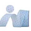 Fita de borda de arame azul com flores de folha de 38 mm personalizada, laço DIY, artesanato, decoração de casa de verão, guirlanda