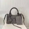 Bolso Biker con Remaches París, Bolso de Chica de Moda, Bolso de Mano Vintage de Alta Gama Francés, Bolso Almohada, Bolso Cruzado de Hombro