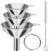 Funil de aço inoxidável de três peças para pendurar na cozinha, ideal para despejar óleo, vinho, vinho e outros óleos. Funil para levantar e despejar óleo, com batedor e colher.