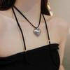 Moda de Corea del Sur pin de amor borla collar de perlas cadena de clavícula estilo frío cadena para suéter collar de alta calidad