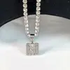 Colar com Pingente Personalizado de Letra em Cobre com Zircônia e Diamante Integral Moda Clássica Transfronteiriça Hip-Hop DIY Joias de Luxo de Alta Qualidade