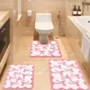 Tapete de chão estilo ins em cashmere sintético com laço, tapete de pé absorvente para banheiro, fácil de limpar, tapete resistente ao desgaste para entrada de vaso sanitário doméstico