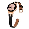 Aplicable para Samsung watch4/5 Correa de Cuero con Incrustaciones de Pedrería en Forma de T Sin Costuras Adelgazante Cintura Pequeña Correa de Cuero para Smartwatch