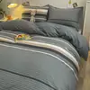 Otoño e Invierno Algodón Engrosado Cepillado Juego de Cuatro Piezas Dormitorio Estudiantil Fresco Puro Algodón Ropa de Cama Sábanas de Cama Funda de Edredón Cálida de Tres Piezas