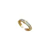 [Galvanoplastia de ouro real] Design Europeu e Americano ins Wind Geometry Diamond Ball Ring Anel Aberto de Vento Frio para Mulheres