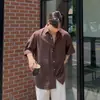 Camisa de hombre estilo coreano Bisheng, camisa de lino ligera y lujosa de manga corta, chaqueta de verano holgada y fina, moderna