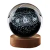 Bola de cristal luminosa para iluminação transfronteiriça, luz noturna luminosa, bola de vidro esculpida, sistema solar esculpido em 3D, enfeites de mesa de aniversário fábrica