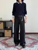 Tejido de punto a rayas empalmado de dos piezas falsas para hombre Otoño e Invierno Estilo High-End Old Money Knitwear de patrón de cáñamo Limpio