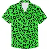 Camisa de Manga Corta Estilo Japonés Personalizada Estampado de Leopardo Manga Corta Impresión Digital Hombres Sensación de Alta Gama No Planchar Camisa Elástica en Cuatro Direcciones Hombres