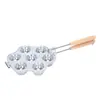 Molde de Aluminio para Tarta de Huevo Molde para Pastel Fondo Plano Copa Crisantemo Molde para Hornear Pudín Bandeja para Tarta de Huevo Copa Crisantemo de Siete Agujeros con Asa