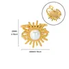 Anillo Abierto de Acero Inoxidable Chapado en Oro de 18 Quilates Maillard de Alta Gama con Girasol de Doble Capa para Mujer con Incrustación de Perla de Imitación