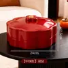 Prato de Frutas Festivo em Formato de Flor para Mesa de Centro da Sala de Estar de Ano Novo, Caixa Compartimentada Empilhável Estilo Ins, Prato de Frutas de Armazenamento de Plástico para Lanches