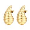 Aretes Espirales de Acero Inoxidable con Forma de Gota de Agua, Aretes para Mujer Chapados en Oro de 18K con Corte de Alta Gama, Joyería de Moda Personalizada al por Mayor