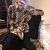 Camisa con Estampado de Cadena Personalizada Estilo Coreano para Hombres y Mujeres, Moderna de Corte Holgado para Primavera y Otoño, Camisa Floral Retro de Manga Larga, Camisa Tie-Dye