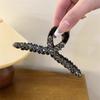 Presilha de Garra Elegante com Pérola Artificial e Strass Estilo Luxo Leve Clip de Tubarão para Parte de Trás da Cabeça Acessório de Cabelo Disco de Cabelo Clip com Sensação de Alto Padrão Penteadeira para Cabelo Feminino