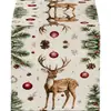 Venta Caliente Transfronteriza Mantel con Estampado de Muñeco de Nieve y Reno Navideño Mantel Individual de Lino para Mesa de Comedor del Hogar de Invierno Decoración Festiva