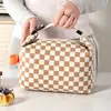Bolsa de Almoço de Veludo Cotelê Floral para Estudante Trabalhador de Escritório Lancheira Térmica Bolsa de Mão Portátil à Prova d'Água Bolsa de Almoço Fofa Bolsa de Gelo