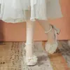 Novos Sapatos de Noiva Franceses com Salto Grosso para Uso Externo 2026 Bico Quadrado de Temperamento Sapatos Individuais de Princesa Sapatos de Dama de Honra Casamento Salto Alto Feminino