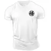 Camiseta Manga Curta Moda Fitness Anime Hip-Hop Unissex Nova 2025 Masculina Preto Branco Algodão