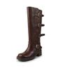 2025 Novo Estilo Fivela de Cinto Maillard de Couro Genuíno Botas Longas da Moda Salto Grosso Solado Grosso Botas de Cavaleiro Acima do Joelho para Mulheres