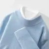 Suéter transfronterizo 100% lana para hombre, cuello semi alto, jersey de color liso, suéter de capa base, punto grueso casual de negocios para otoño e invierno