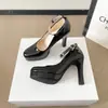 Zapatos de tacón de aguja con punta redonda para mujer con correa de hebilla, zapatos de tacón alto retro franceses con plataforma, zapatos de salón modernos y elegantes, zapatos de tacón alto para fiesta
