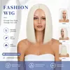 Pelucas Multicolor para Mujer Europeas y Americanas, Moda y Esponjosas Estilo Bobo Cotidiano, Fibra Sintética de Alta Temperatura, Cabello Corto Liso con Raya en Medio