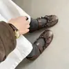 Zapatos Mary Jane de Piel de Oveja Suave con Pliegues y Bloques de Color 2026 Primavera Planos de Punta Redonda de Piel Genuina para Mujer Talla 42 Talla Grande