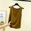 Camisola de Modal con Cuello en U para Mujer, Nueva de Verano, Holgada, Aspecto Delgado, Ropa Exterior, Color Sólido, Sin Mangas, Camiseta Base