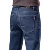 Jeans azules de alta gama italianos para hombre, colección primavera/otoño 2026, corte recto ajustado, elásticos, casual versátil, pantalones largos
