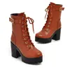 Botines de cordones hechos en fábrica, botas estilo Martin, botas de plataforma con tacón alto grueso para mujer, tallas grandes 40-43, zapatos de mujer de fábrica de comercio exterior