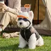 Divertido mini casco de motocicleta con temática de mascotas para perros pequeños, casco de seguridad ajustable para patinete eléctrico con una decoración con letras con resorte