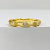 Anillo de Bambú Forjado Estilo Nuevo de Lujo Ligero de Alta Gama de Joyería Italiana Antigua Media de Trefilado Plata Esterlina S925 Artesanía de Trefilado