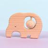 Sonajero animal de haya nuevo de madera de dibujos animados DIY juguete para molares de bebé accesorios fabricantes fuente mayoreo