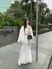 Vestido de tirantes con costuras de malla blanca para mujer, diseño de verano, ajustado, largo, con cinturón, falda de cadera línea A