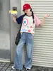 Conjunto de Verano para Niñas 2026 Nuevo Elegante Conjunto de Dos Piezas de Camiseta de Manga Corta y Pantalones de Mezclilla para Niñas Mayores, Delgado de Verano
