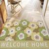 Felpudo de bucle de seda para entrada para uso doméstico, Felpudo floral fresco resistente a la suciedad para recibidor, Alfombra simple para puerta de casa