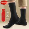 Langsha meias masculinas primavera e outono desodorante de algodão puro absorvente de suor preto meias altas outono e inverno meias masculinas