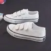 Tênis Brancos de Cano Baixo com Velcro Novo Estilo Primavera Estilo Coreano Tênis de Lona com Velcro Tênis Casuais Femininos Tênis de Casal